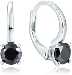 Beneto Elegáns ezüst fülbevaló fekete cirkónium kővel AGUC2255