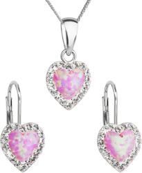 Evolution Group Szív alakú ékszerszett Preciosa kristályokkal 39161.1 & light rose s. opal (fülbevaló, nyaklánc, medál)