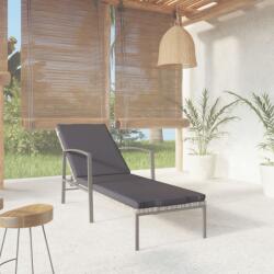 vidaXL szürke kerti polyrattan napozóágy párnával (317636) - vidaxl