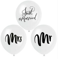 5 darabos latex lufi szett - Fehér - Mr, Mrs és Just Married felirattal