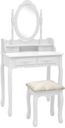 vidaXL Set masă de toaletă cu taburet alb 75x69x140 cm lemn paulownia (289314) - maryon