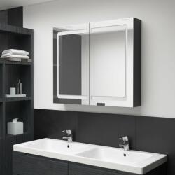 vidaXL Dulap de baie cu oglindă și led, negru strălucitor, 80x12x68 cm (326512)