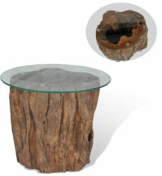 vidaXL Măsuță de cafea, lemn de tec și sticlă, 50 x 40 cm (245069) - maryon Masa de cafea