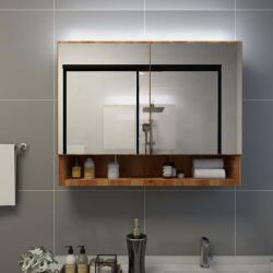 vidaXL Dulap de baie cu oglindă și led-uri, stejar, 80x15x60 cm, mdf (323606)