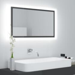 vidaXL Oglindă de baie cu led, gri extralucios, 80x8, 5x37 cm, pal (804931)