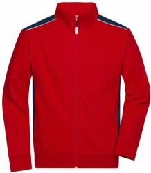 James & Nicholson Férfi pulóver kapucni nélkül JN870 - Piros / sötétkék | XS (1-JN870-1764339)