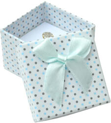 Polca puncte cutie de cadou pentru inel sau cercei, alb cu albastru