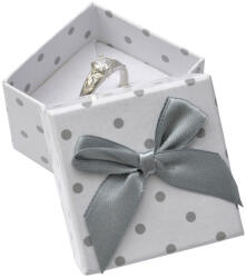  Polca puncte cutie de cadou pentru inel sau cercei, alb cu gri