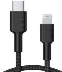 AUKEY CB-CL02 Cablu USB Încărcare rapidă USB C-Lightning | 1, 2 m | Negru (CB-CL02 BLACK)