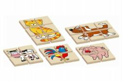 DETOA Puzzle Jigsaw animale din lemn bilateral 12dílků 5 animale în o cutie 17x12x1, 5cm
