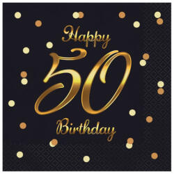 GoDan Szalvéta, 50. évszámos, 33x33 cm, fekete-arany HB