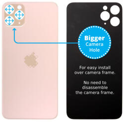 Apple iPhone 11 Pro - Sticlă Carcasă Spate cu Orificiu Mărit pentru Cameră (Gold), Gold