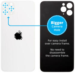 Apple iPhone 11 Pro - Sticlă Carcasă Spate cu Orificiu Mărit pentru Cameră (Silver), Silver