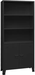 vidaXL Bibliotecă tip industrial, negru, 80x32x180 cm, oțel (339631) Biblioteca