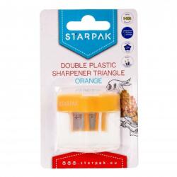 Starpak Műanyag dupla tartályos háromszög alakú hegyező - narancssárga