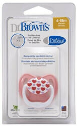 Dr. Brown's PreVent vákummentes fogszabályzós játszócumi pink/szívecskés 6-18hó - babycenter-online