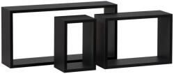 Autronic Etajeră de perete, set 3 buc. , negru mat, negru Raft