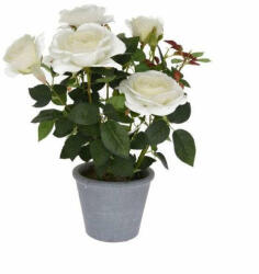 Selyemvirág rózsa kerámia kaspó fehér 51cm (100004308)