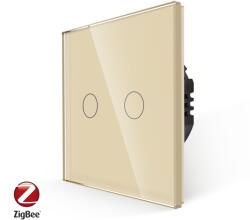 Luxion Intrerupator Dublu cu Touch din Sticla LUXION, protocol ZigBee - culoare auriu