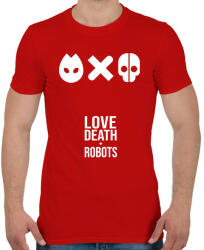 printfashion Love Death and Robots logo - Férfi póló - Piros (7162497)