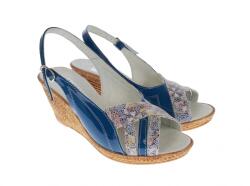 Mitvas Sandale dama de vara cu platforme de 7 cm, din piele naturala lacuita, bleumarin, S50LACBLM (S50LACBLM)