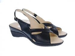 Mitvas Sandale dama de vara cu platforme de 5 cm, din piele naturala, neagra, S10NBOX (S10NBOX)