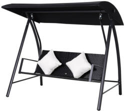 Oasom Hintaágy 3 személyes polirattan kerti ülőgarnitúra 198x124x179 cm fekete