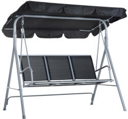 AOSOM Hintaágy 3 személyes kerti ülőgarnitúra 171x108x154 cm fekete