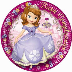Procos Disney Sofia Happy Birthday, Szófia Papírtányér 8 db-os 23 cm (PNN84497)