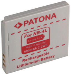 PATONA CANON NB-4L NB4L NB4L NB4L, Ixus 30, 40, 50, 55, 55, 60, 60, 65, 70, 75, 80 Baterie Li-Ion 600mAh / 3.7V / 2.2Wh - Patona (PT-1004)