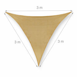  Háromszög alakú HDPE napellenző napvitorla homokszin 3x3x3 m 10037825_333
