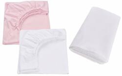 Confort Family Set 2 cearsafuri patut 120x60 cm bumbac 100% alb roz+ Protectie impermeabila (CFAM7950-9814) - babyneeds