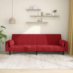 vidaXL Canapea extensibilă cu 2 locuri, 2 perne, roșu vin, catifea (337518) Canapea