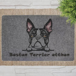  Boston terrier kutyás lábtörlő szürke háttérrel (60 x 40 x 0, 2 cm)