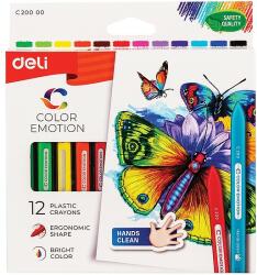 Deli Zsírkréta, háromszögletű, DELI Color Emotion, 12 különböző szín (DEC20000)