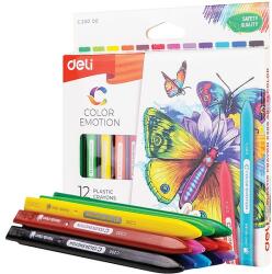 Deli Színes ceruzakészlet, háromszögletű, papírdobozos, DELI Color Emotion, 12 különböző szín (DEC00200)
