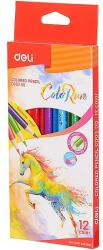 Deli Színes ceruzakészlet, háromszögletű, DELI Color Run, 12 különböző szín (DEC00300)