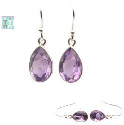  Cercei Ametist patrat fatetat 9x9x16 mm cu argint 925 aurit pentru relaxare 1 pereche
