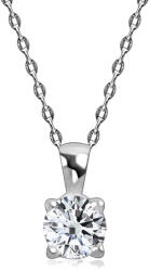 Ekszer Eshop Gyémánt 375 fehér arany nyaklánc - briliáns csiszolású gyémánt négyzet alakú foglalatban, finom lánc