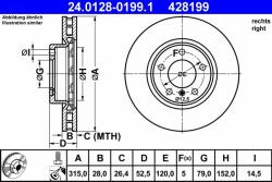 ATE Disc frana ATE 24.0128-0199.1 (24.0128-0199.1)