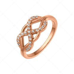  BALCANO - Infinity Gem / Végtelen szimbólumos gyűrű, cikróniával, 18K rose arany bevonattal / 64 mm