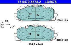 ATE set placute frana, frana disc ATE Ceramic 13.0470-5678.2 (13.0470-5678.2)