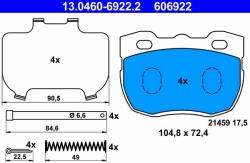 ATE set placute frana, frana disc ATE 13.0460-6922.2 (13.0460-6922.2)