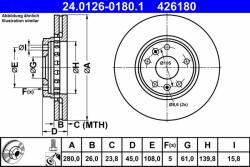 ATE Disc frana ATE 24.0126-0180.1 (24.0126-0180.1) - automobilus