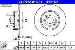 ATE Disc frana ATE 24.0112-0160.1 (24.0112-0160.1)