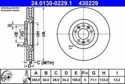 ATE Disc frana ATE 24.0130-0229.1 (24.0130-0229.1) - automobilus