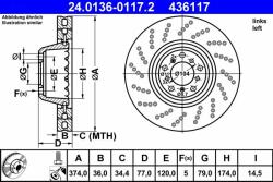 ATE Disc frana ATE 24.0136-0117.2 (24.0136-0117.2)