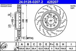 ATE Disc frana ATE 24.0128-0207.2 (24.0128-0207.2)