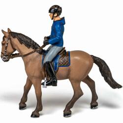 Papo figurakészlet - Lovak és pónik, Jockey kék kabátban és ló