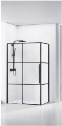 Belform Infinity 27CB6104 téglalap alakú zuhanyparaván, 1 tolóajtó, 6 mm-es üveg, fekete csíkokkal, matt fekete profil, 100X80X200 cm (27CB6104)